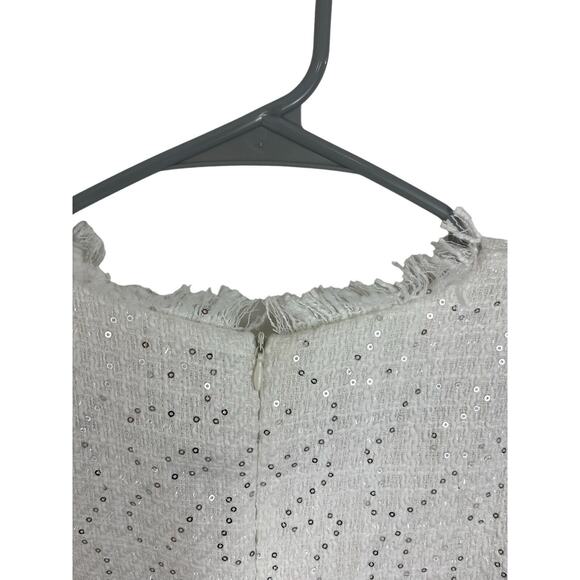 Olivaceous Women’s Sleeveless White Sequin Zipper Lined Dress Small Fringe NWT - Picture 5 of 12